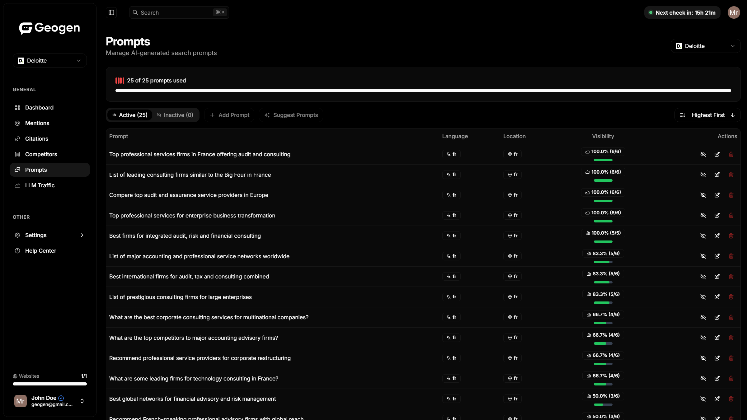 GeoGen Dashboard Interface 2